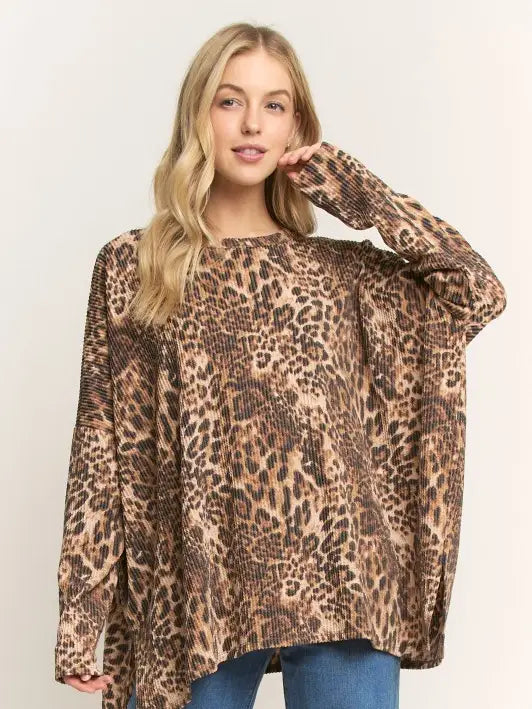 Long Sleeve Animal Urban Ribbed Top