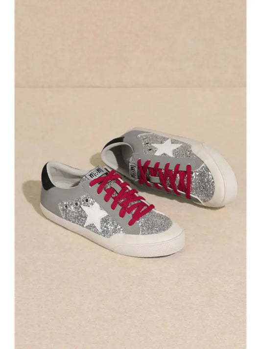 Brady Star Glitter Lace-Up Sneakers