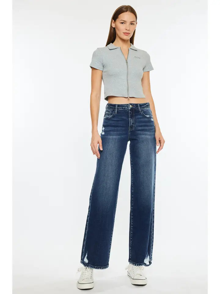 Crater High Rise Wide Leg Jeans
