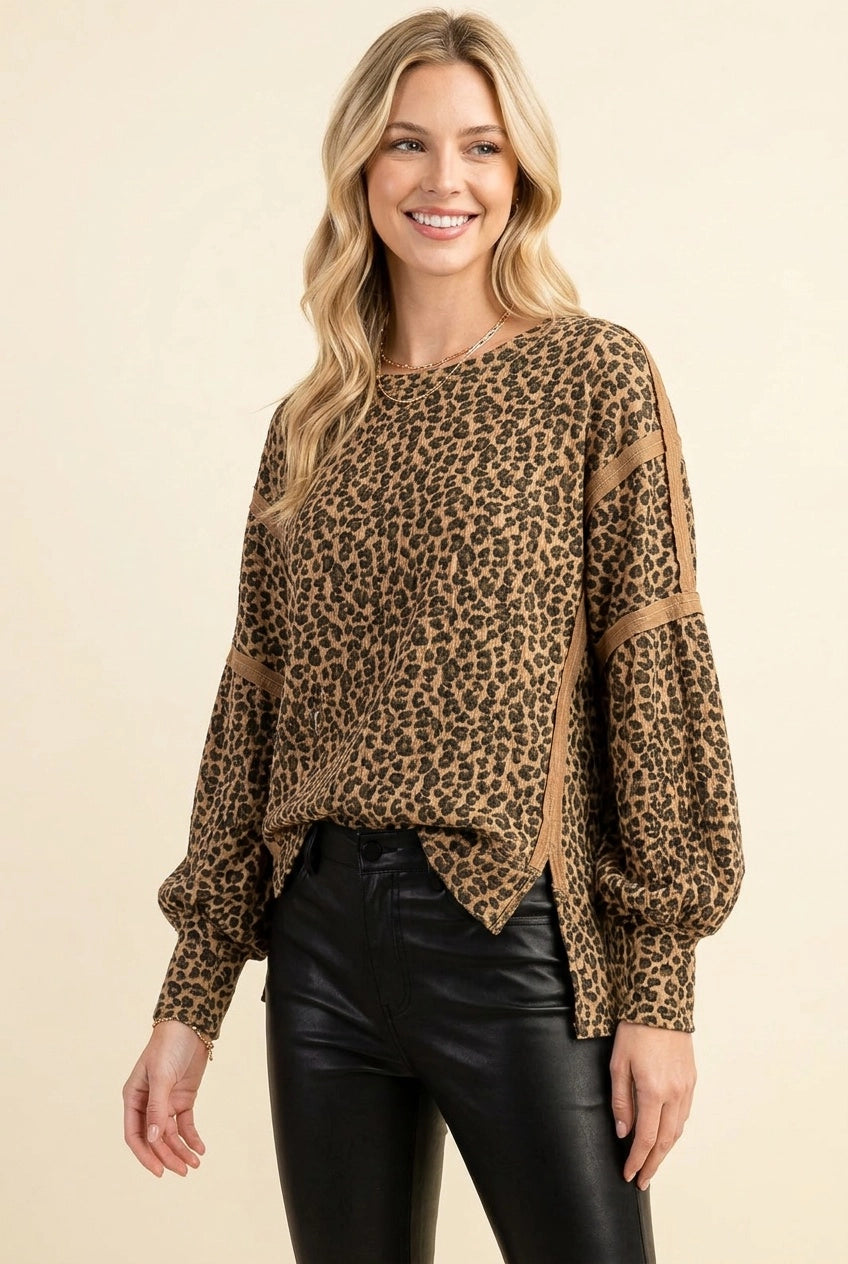 Erin's Leopard Print Ribbed Knit Top