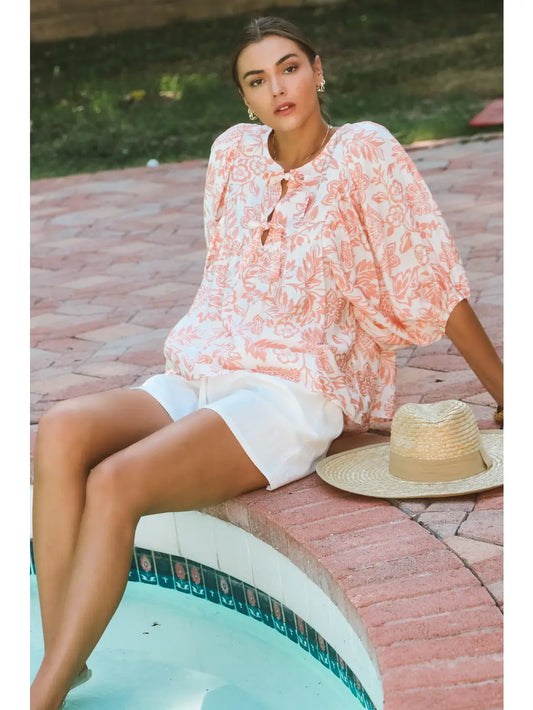 All The Vibes Coral Top