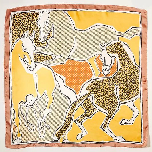 Silky Printed Scarf - Horses