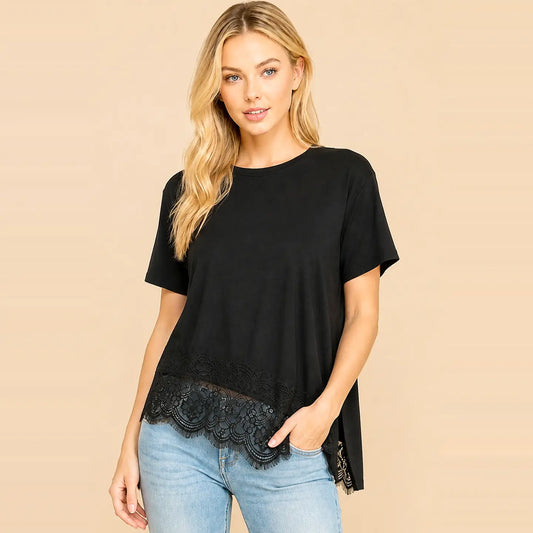 Izzy's Black Lace Trim Top
