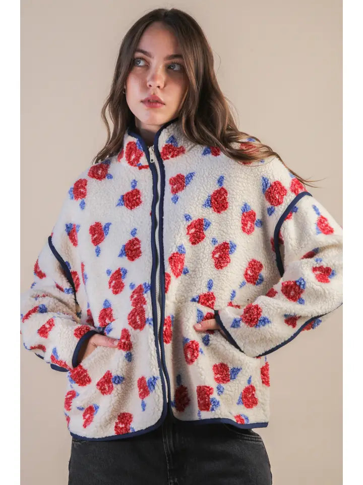 Roses & Daydreams Fleece Sherpa Jacket