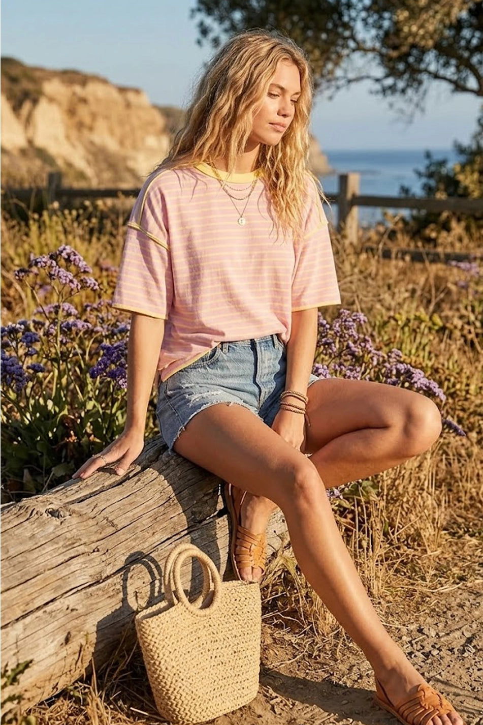 Shelby's Striped Relaxed Fit Top-Mint