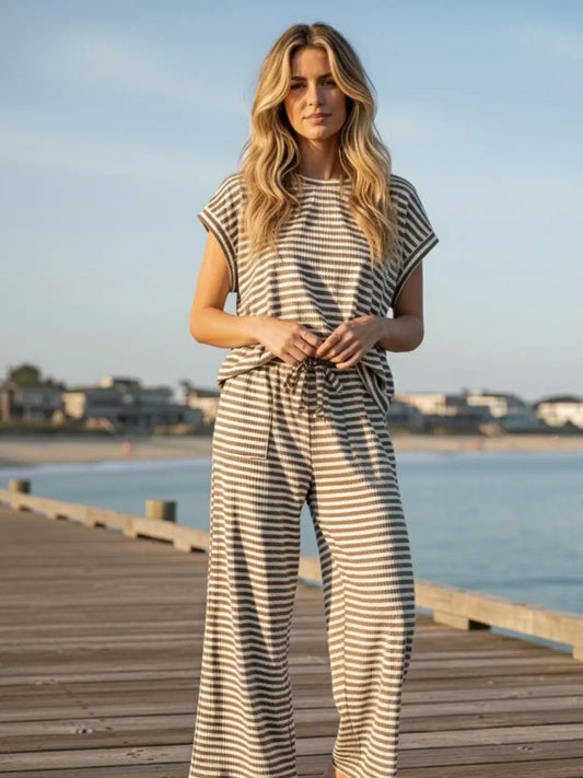 Aniston Striped Top & Pants Set