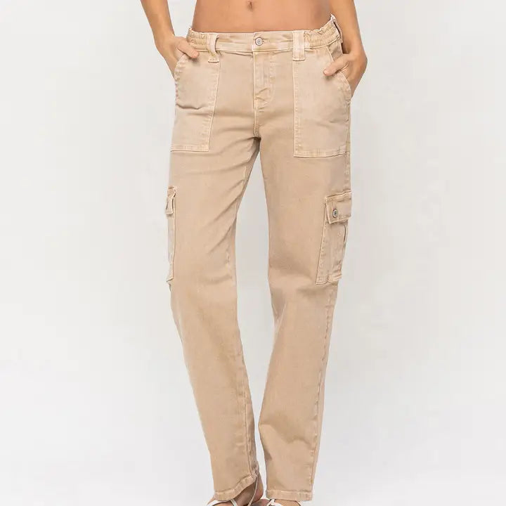 Dixie High Rise Khaki Cargo Jeans