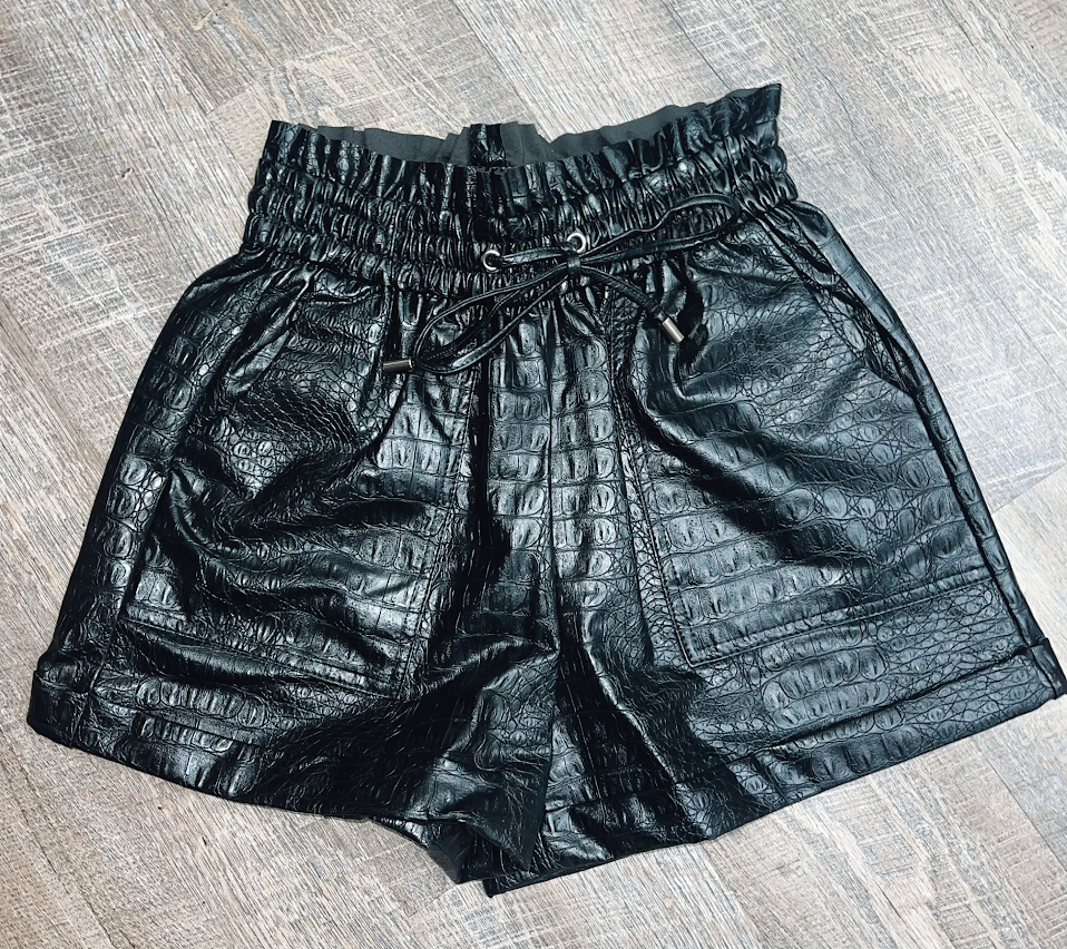 Past My Curfew Faux Leather Shorts