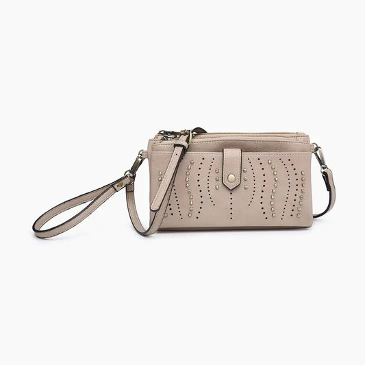 Ayra Studded Front Wallet - Beige