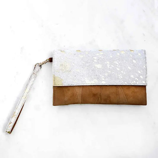 Alana Speckled Metallic Hide Wristlet