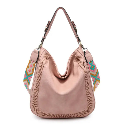 Aris Hobo with Whipstitch Strap - Pink