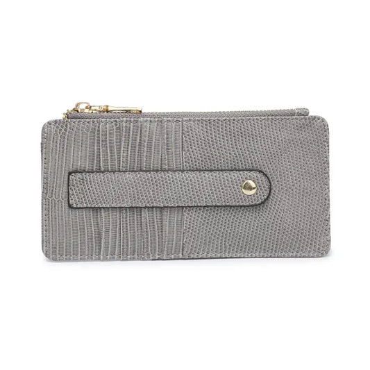 Saige Lizard Slim Card Holder Wallet - Grey