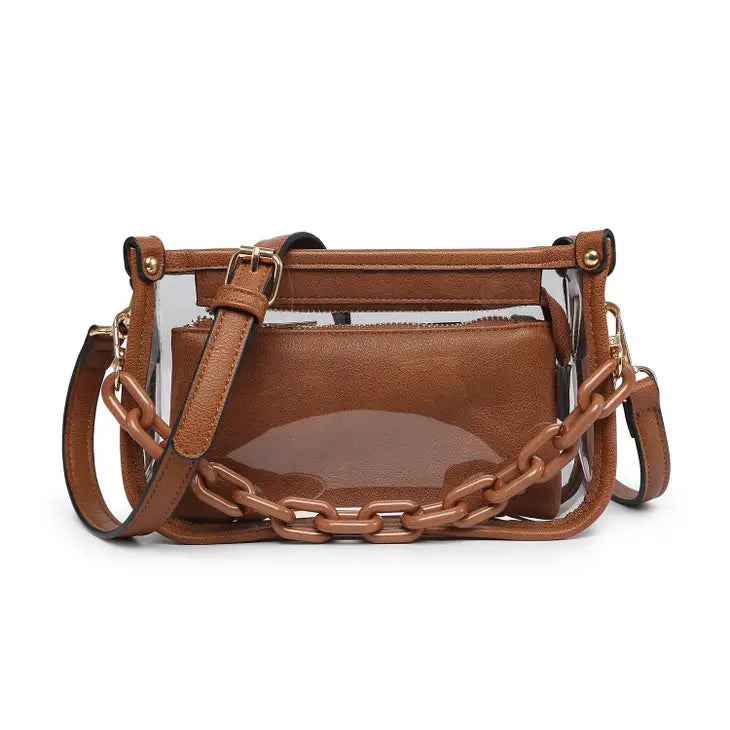 Jessica Clear Crossbody - Dark Brown