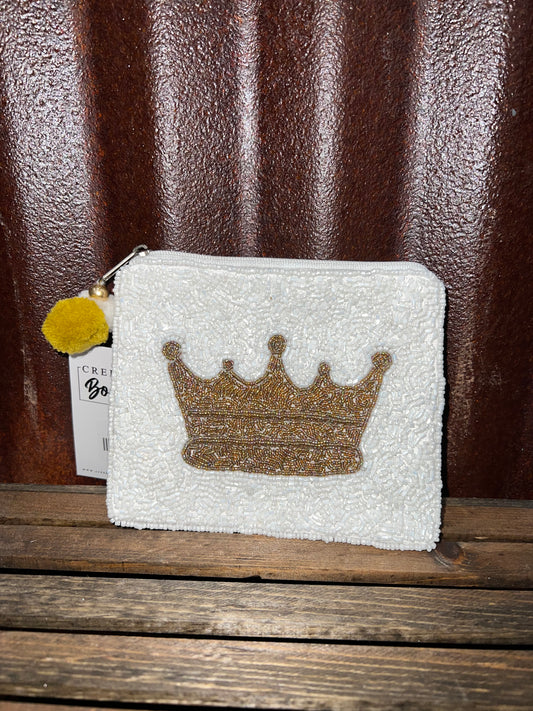 Crown Beaded Pouch