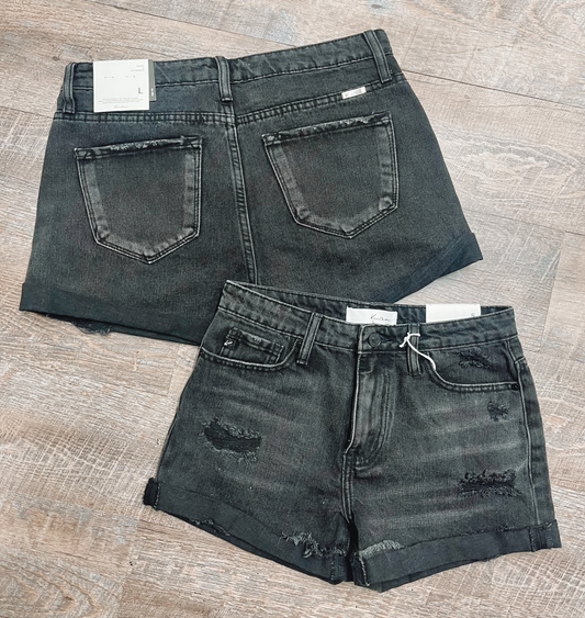 Keili Distressed Black Kancan Shorts